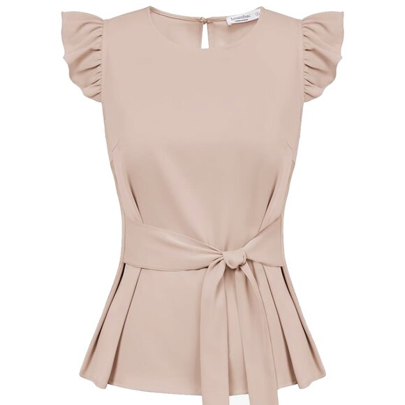 Amazon JASAMBAC Ruffle Sleeve Tie-Waist Blouse, Size XL - Picture 2 of 12